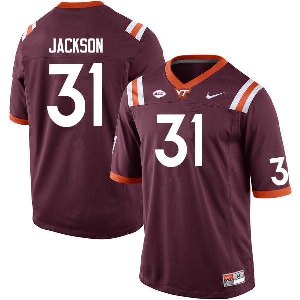 Men #31 Trevor Jackson Virginia Tech Hokies College Football Jerseys Sale-Maroon